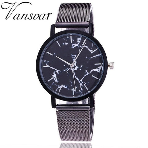 Analog Stainless Steel Mesh Band Marble Watch