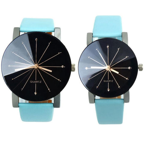 Quartz Round Dial Leather Wrist Watch for Couple