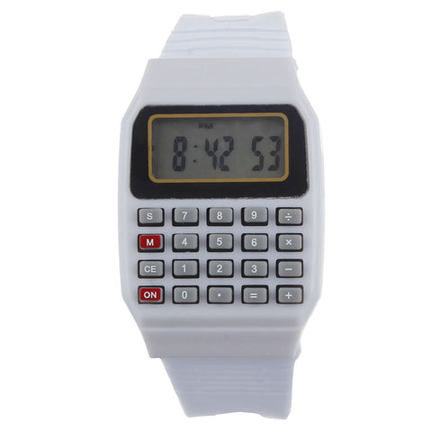 Silicone Multi-Purpose Electronic Wrist Watch with Calculator