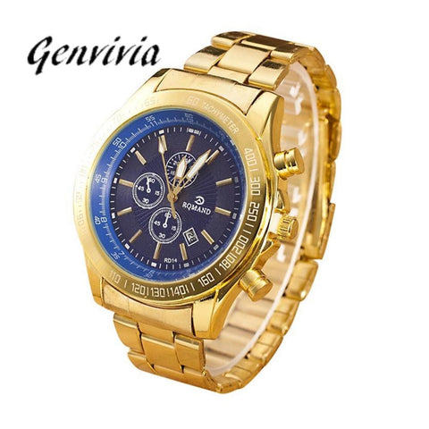 GENVIVIA  shock resistan  gold watches for men