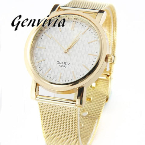 Genvivia  Casual  Gold Stainless Steel Wrist Watch