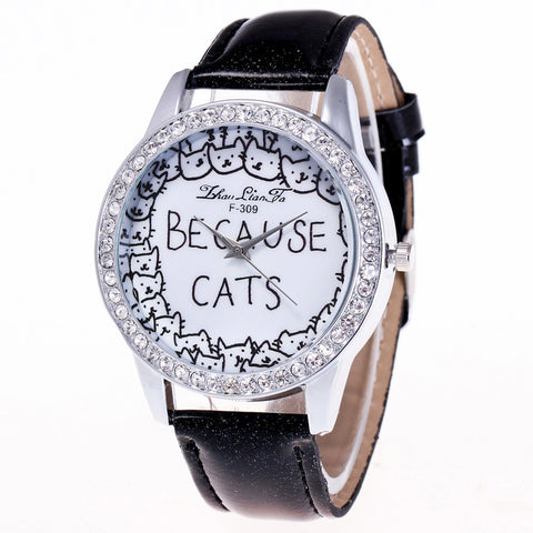 Analog Quartz Watch for Women with  Because Cats Printing
