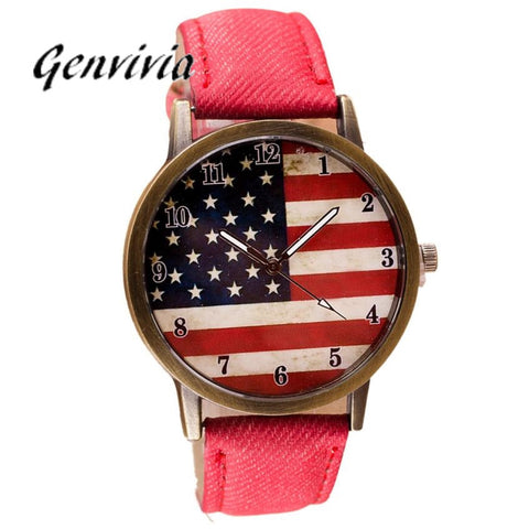 Genvivia  American Flag Pattern Wrist Watch