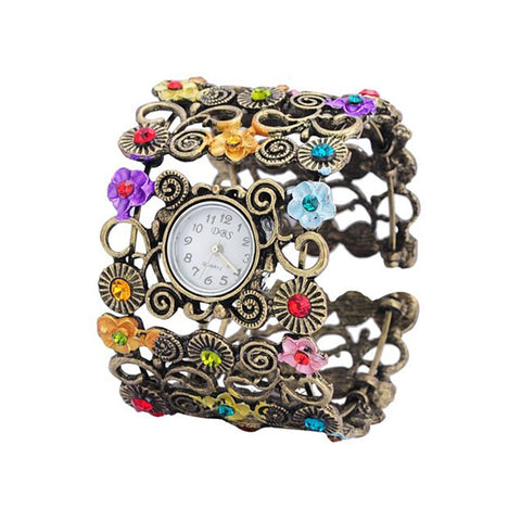 Vintage Women Floral Bracelet Wrist Watch