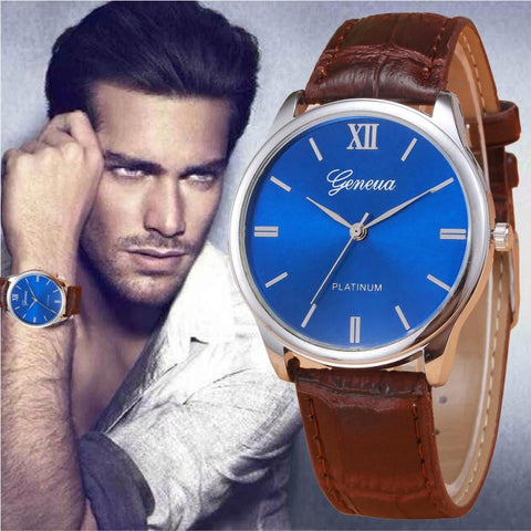 New Design Faux Leather Quartz Wrist Watch For Men