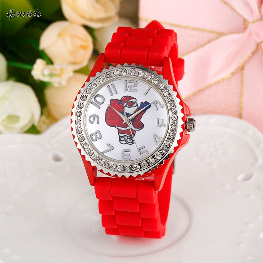 GENVIVIA  Christmas Snowman Silica Gel Analog Watch