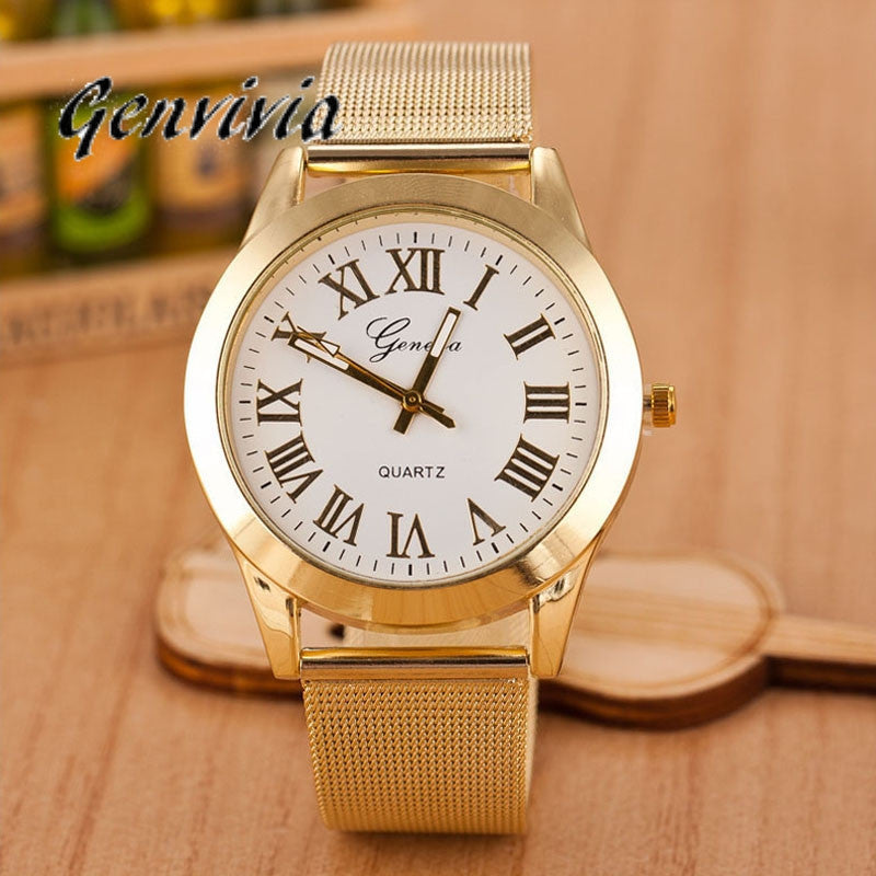 stainless steel Quartz roman numerals watch