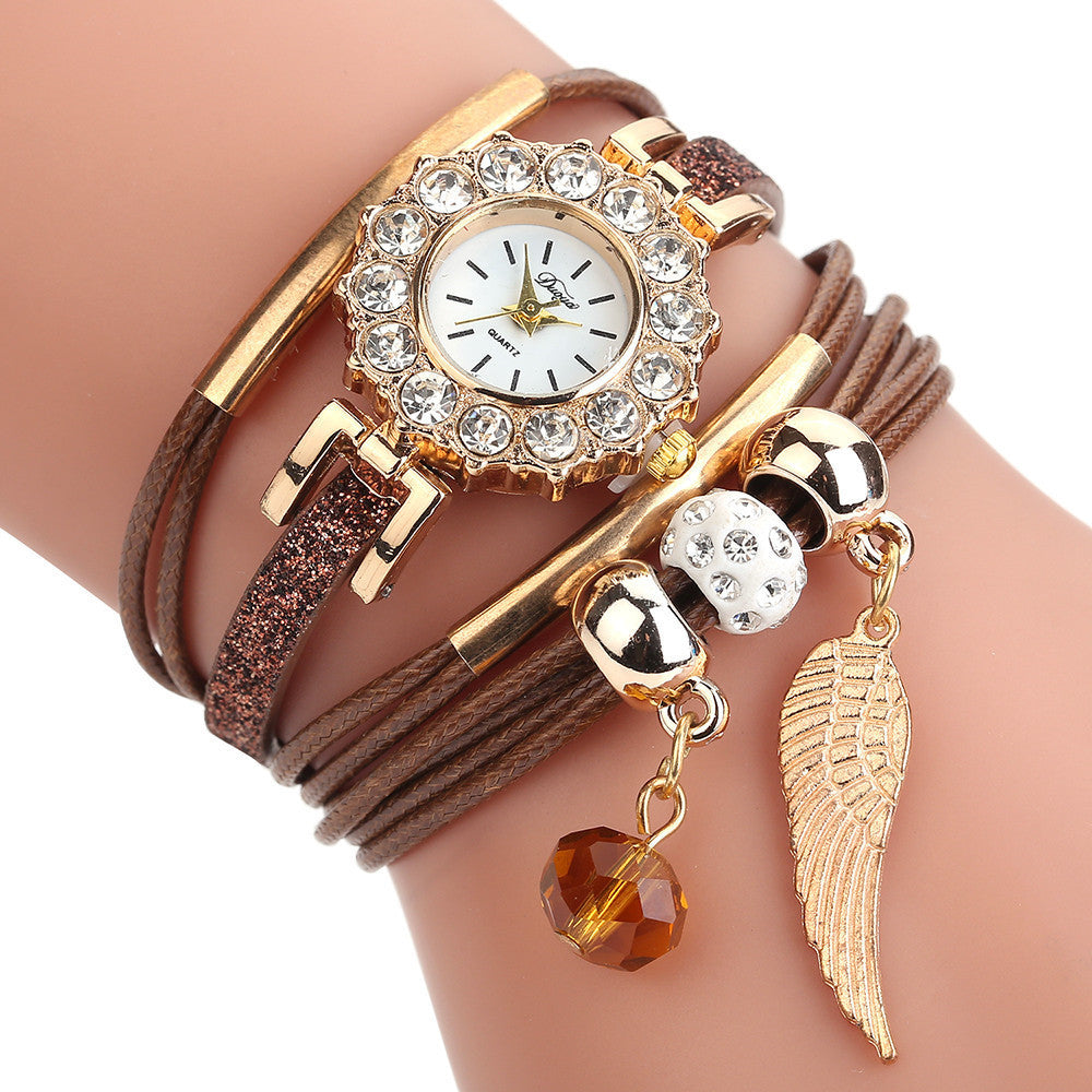 Women Luxury Bracelet Flower Gemstone Wristwatch